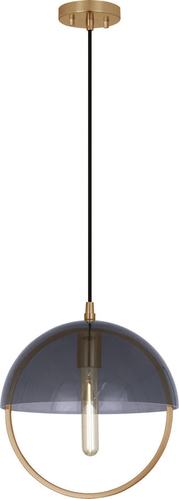 Robert Abbey 602 One Light Pendant, Lacquered Burnished Brass w/Smoked Glass