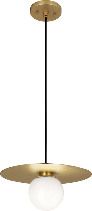 Robert Abbey 9876 LED Pendant, Modern Brass w/White Glass