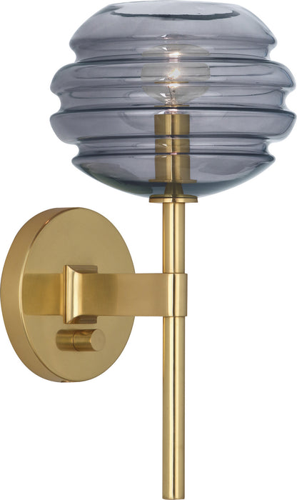 Robert Abbey GY66 One Light Wall Sconce, Modern Brass w/ Smoke Gray Glass