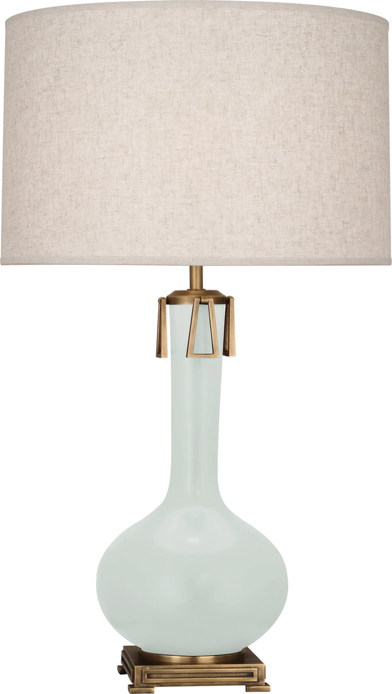 Robert Abbey MCL92 One Light Table Lamp, Matte Celadon Glazed Ceramic w/Aged Brass