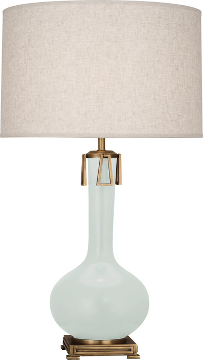 Robert Abbey MCL92 One Light Table Lamp, Matte Celadon Glazed Ceramic w/Aged Brass