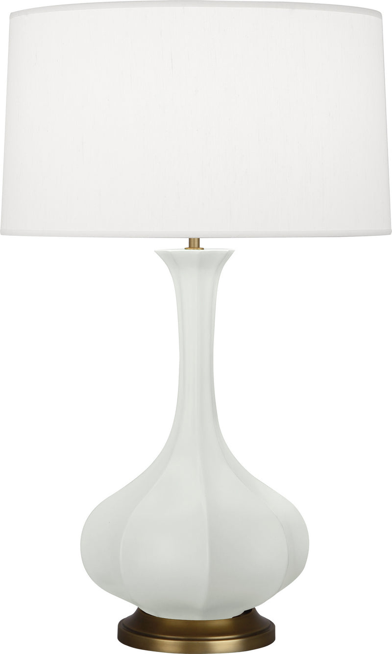 Robert Abbey MCL94 One Light Table Lamp, Matte Celadon Glazed Ceramic w/Aged Brass