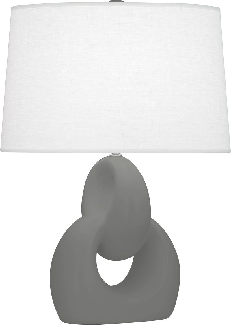 Robert Abbey MCR81 One Light Table Lamp, Matte Ash Glazed Ceramic w/Polished Nickel