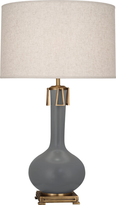 Robert Abbey MCR92 One Light Table Lamp, Matte Ash Glazed Ceramic w/Aged Brass