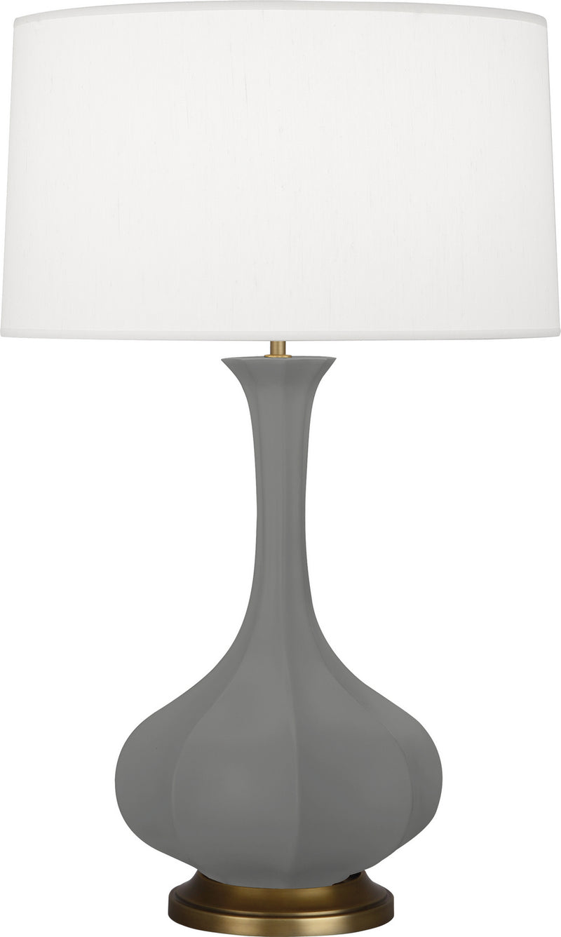 Robert Abbey MCR94 One Light Table Lamp, Matte Ash Glazed Ceramic w/Aged Brass
