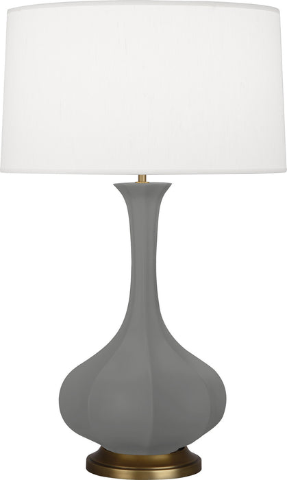 Robert Abbey MCR94 One Light Table Lamp, Matte Ash Glazed Ceramic w/Aged Brass