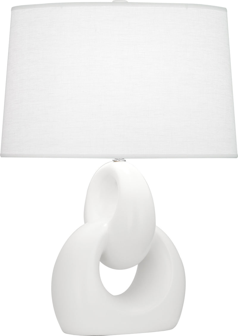 Robert Abbey MLY81 One Light Table Lamp, Matte Lily Glazed Ceramic w/Polished Nickel