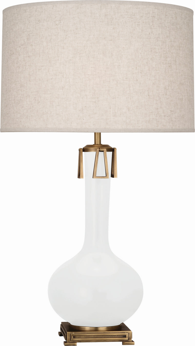 Robert Abbey MLY92 One Light Table Lamp, Matte Lily Glazed Ceramic w/Aged Brass