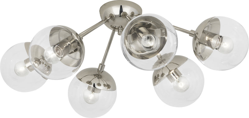 Robert Abbey S1217 Six Light Flushmount, POLISHED NICKEL