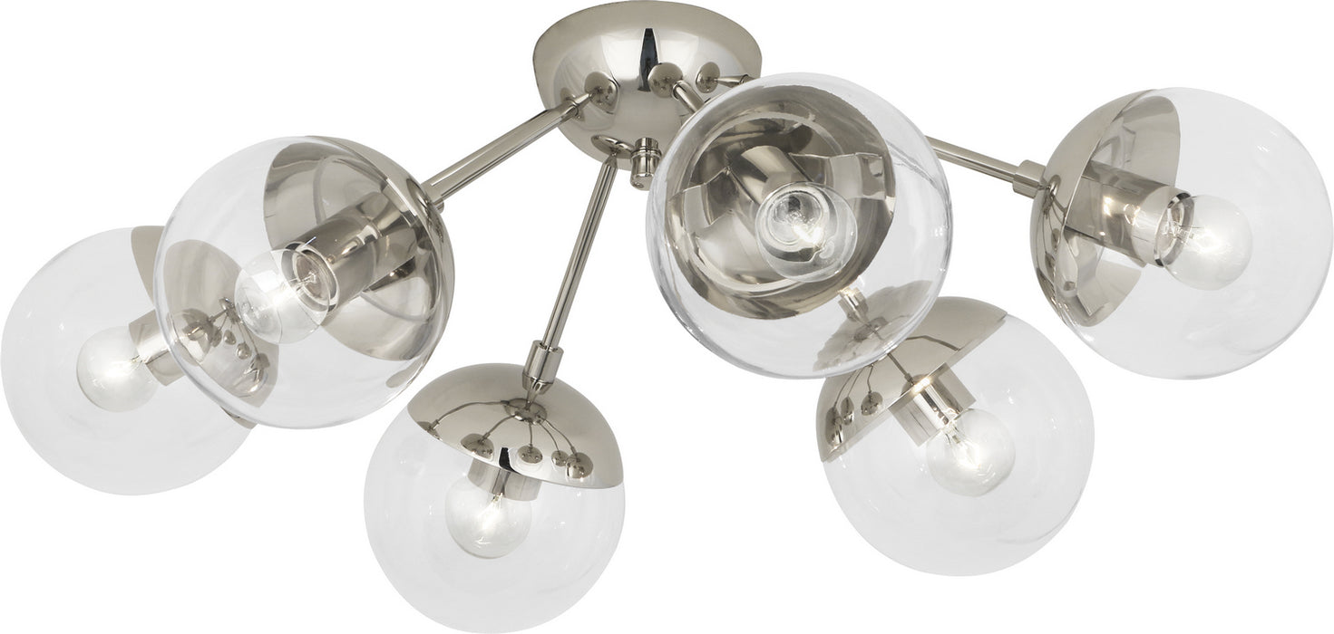 Robert Abbey S1217 Six Light Flushmount, POLISHED NICKEL
