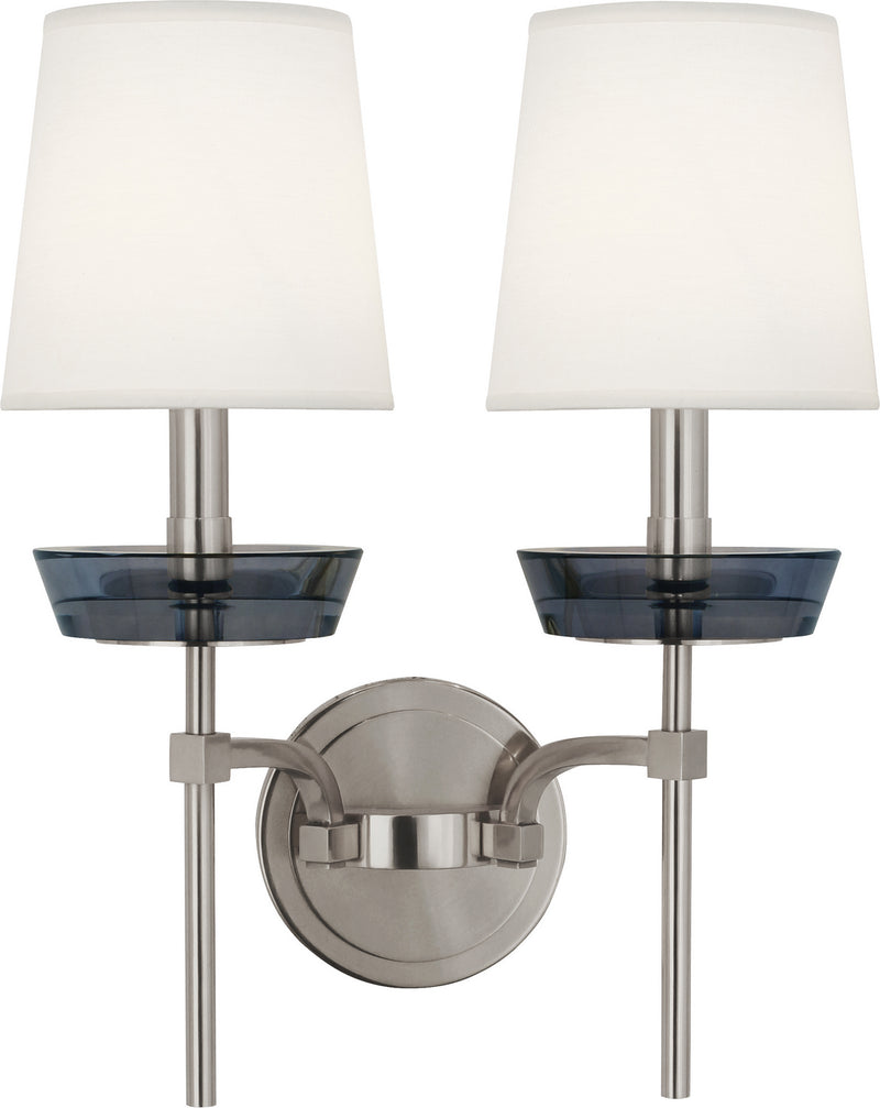 Robert Abbey S609 Two Light Wall Sconce, Polished Nickel w/ Smoke Crystal