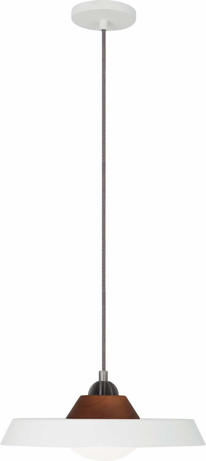 Robert Abbey W515 LED Pendant, WHITE POWDERCOATED IRON w/ASH WOOD