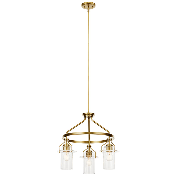 Kichler 52377NBR Three Light Chandelier, Brushed Brass