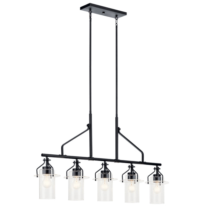 Kichler 52379BK Five Light Linear Chandelier, Black
