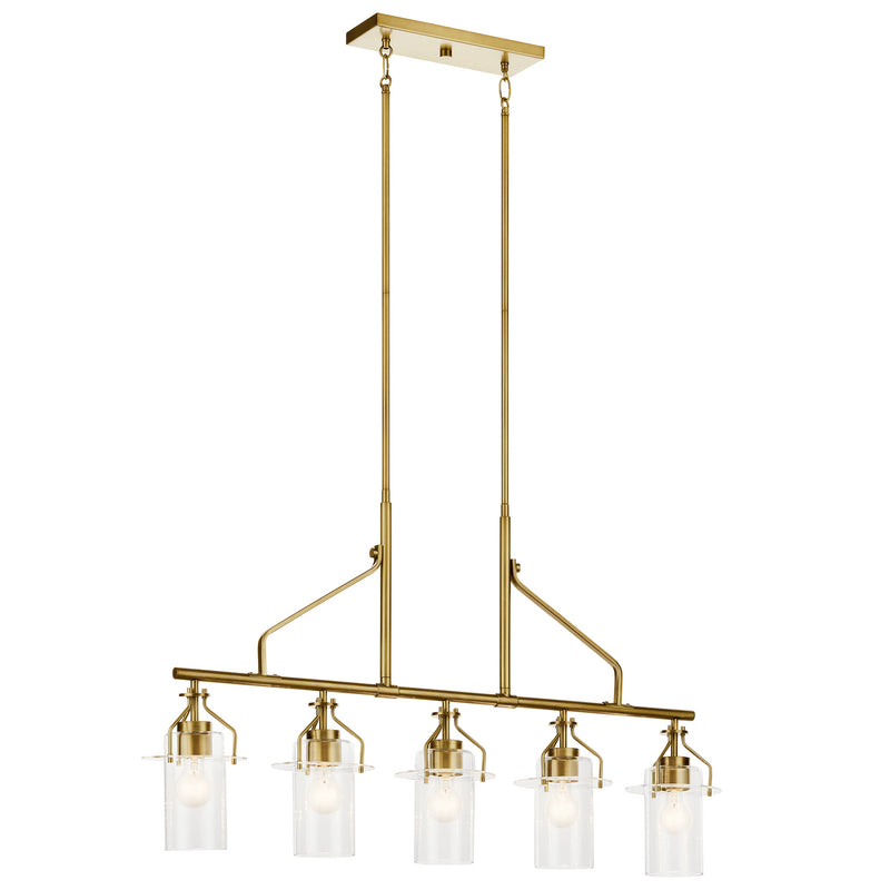 Kichler 52379NBR Five Light Linear Chandelier, Brushed Brass