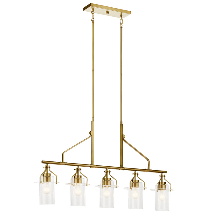 Kichler 52379NBR Five Light Linear Chandelier, Brushed Brass