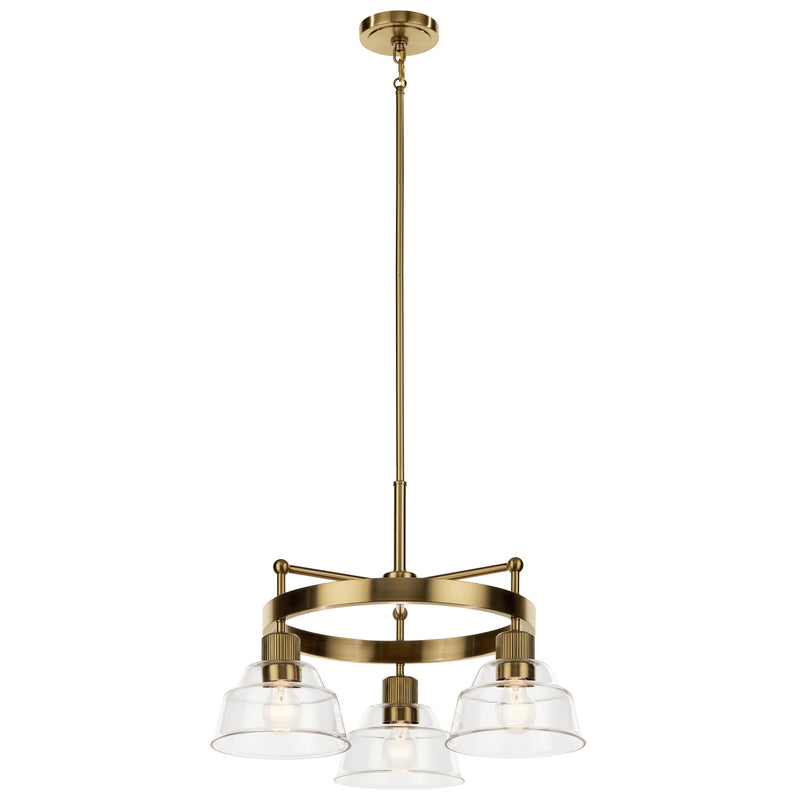 Kichler 52402BNB Three Light Chandelier, Brushed Brass