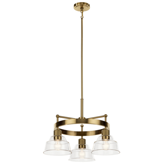 Kichler 52402BNB Three Light Chandelier, Brushed Brass