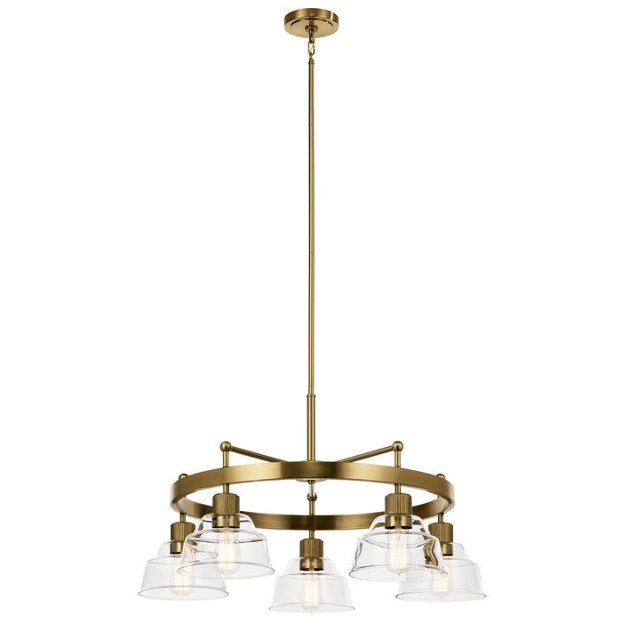 Kichler 52403BNB Five Light Chandelier, Brushed Brass