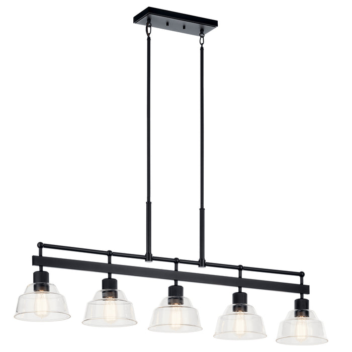 Kichler 52404BK Five Light Linear Chandelier, Black