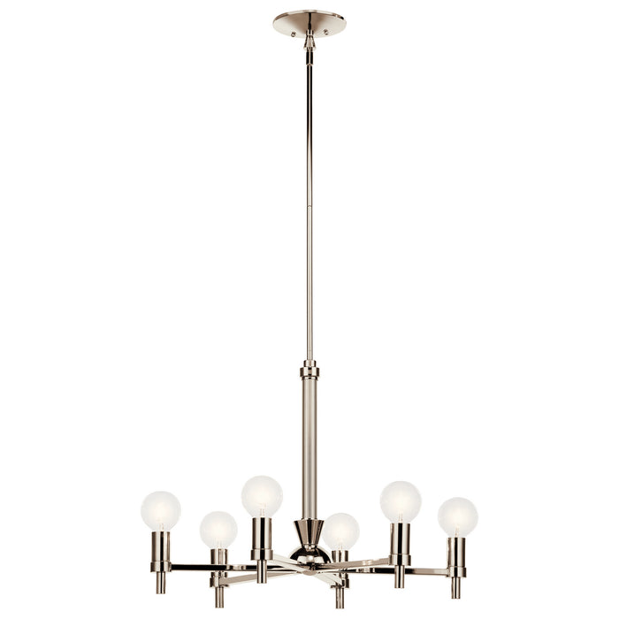 Kichler 52424PN Six Light Chandelier, Nickel Textured