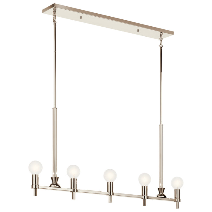 Kichler 52425PN Five Light Linear Chandelier, Nickel Textured