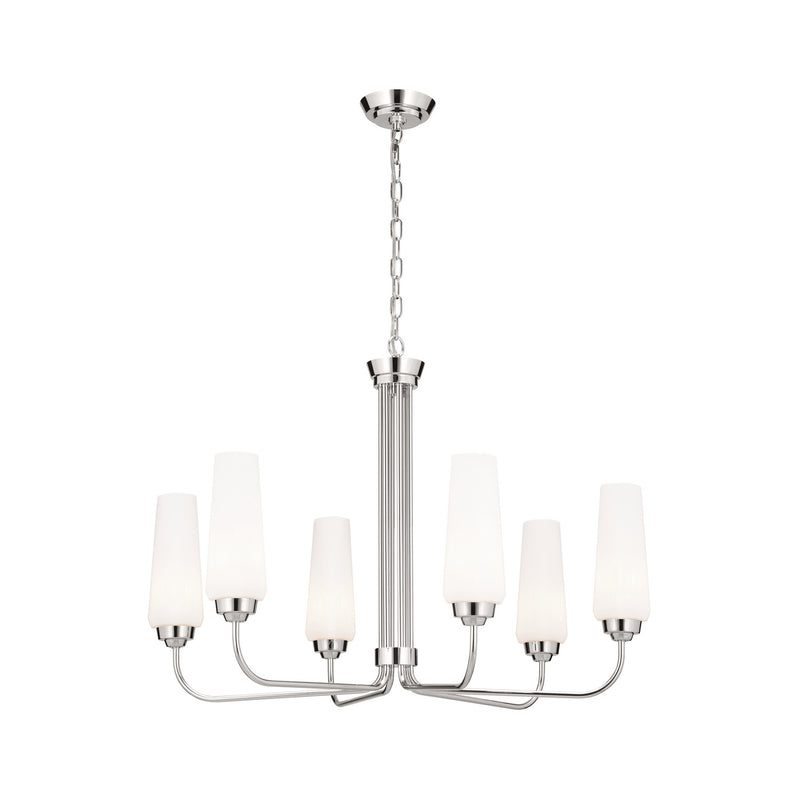 Kichler 52480PN Six Light Chandelier, Polished Nickel