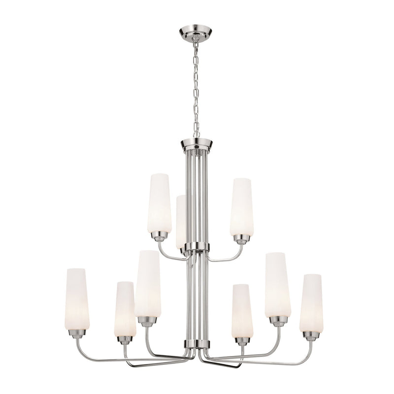 Kichler 52482PN Nine Light Chandelier, Polished Nickel (Open Box - Final Sale)