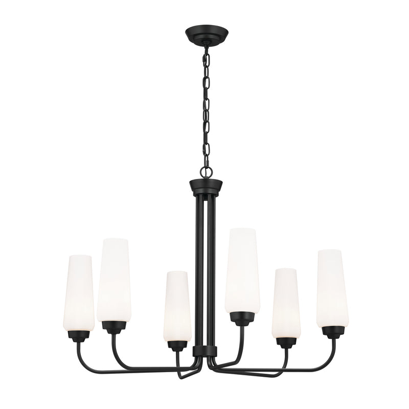 Kichler 52480BK Six Light Chandelier, Black