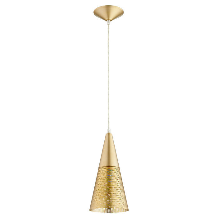 Quorum 1316-80 One Light Pendant, Aged Brass