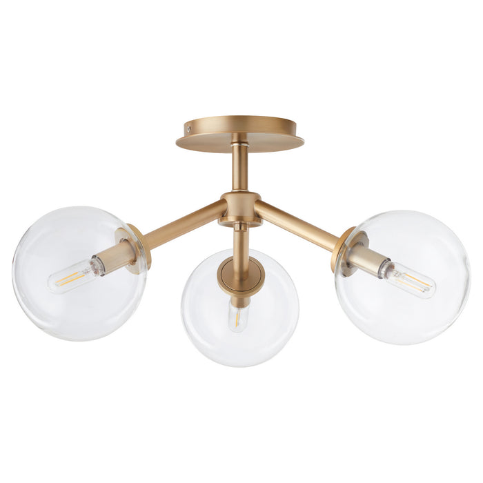 Quorum 3132-21-80 Three Light Ceiling Mount, Aged Brass
