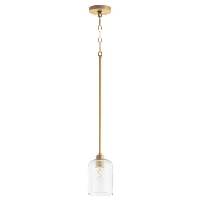 Quorum 3374-80 One Light Pendant, Aged Brass