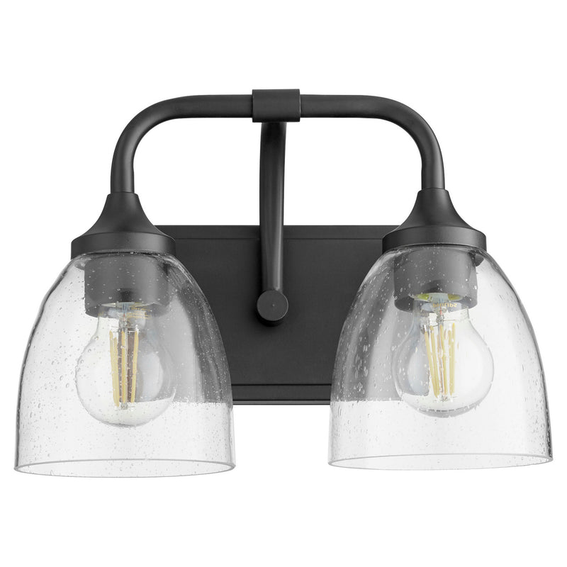 Quorum 5059-2-259 Two Light Vanity, Matte Black w/ Clear/Seeded