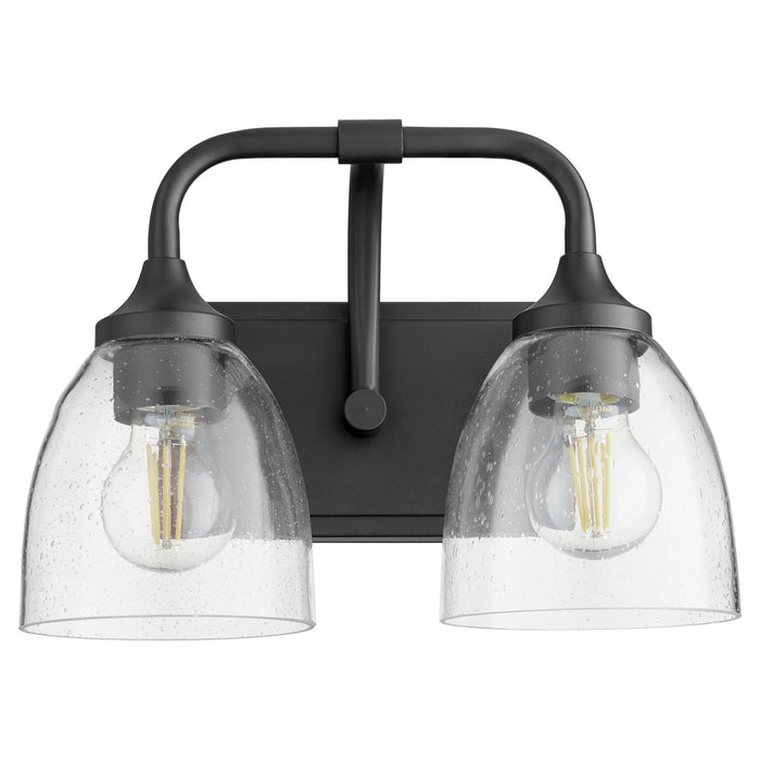 Quorum 5059-2-259 Two Light Vanity, Matte Black w/ Clear/Seeded