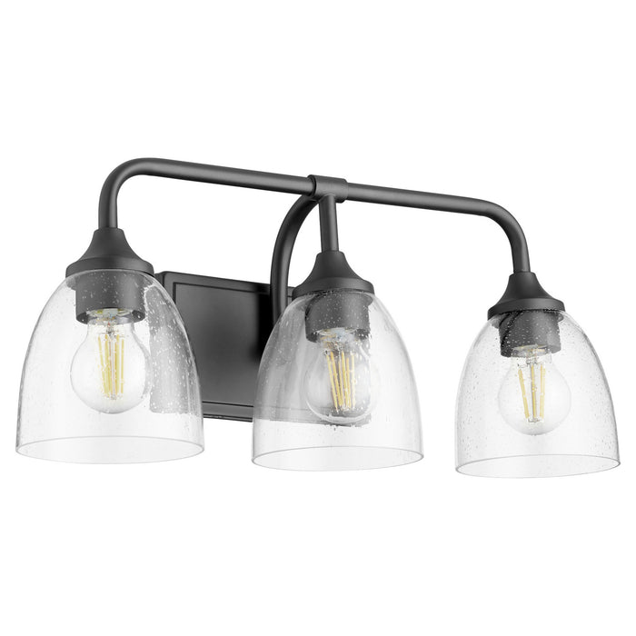 Quorum 5059-3-259 Three Light Vanity, Matte Black w/ Clear/Seeded