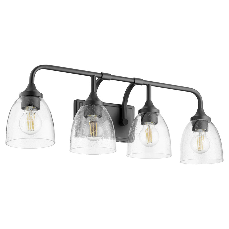 Quorum 5059-4-259 Four Light Vanity, Matte Black w/ Clear/Seeded