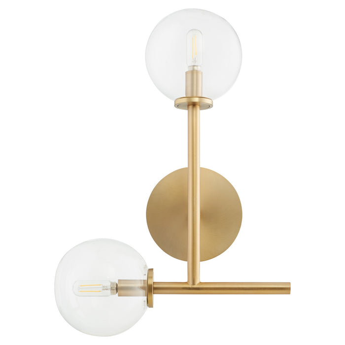 Quorum 5132-2-80 Two Light Wall Mount, Aged Brass