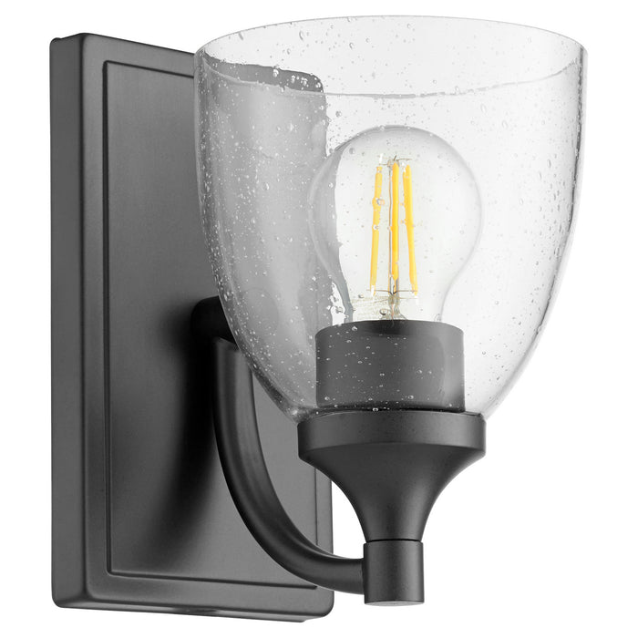 Quorum 5459-1-259 One Light Wall Mount, Matte Black w/ Clear/Seeded