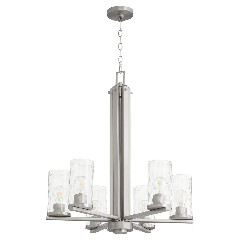 Quorum 6111-6-65 Six Light Chandelier, Satin Nickel