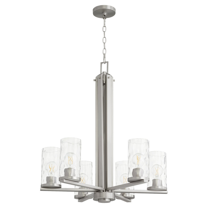 Quorum 6111-6-65 Six Light Chandelier, Satin Nickel