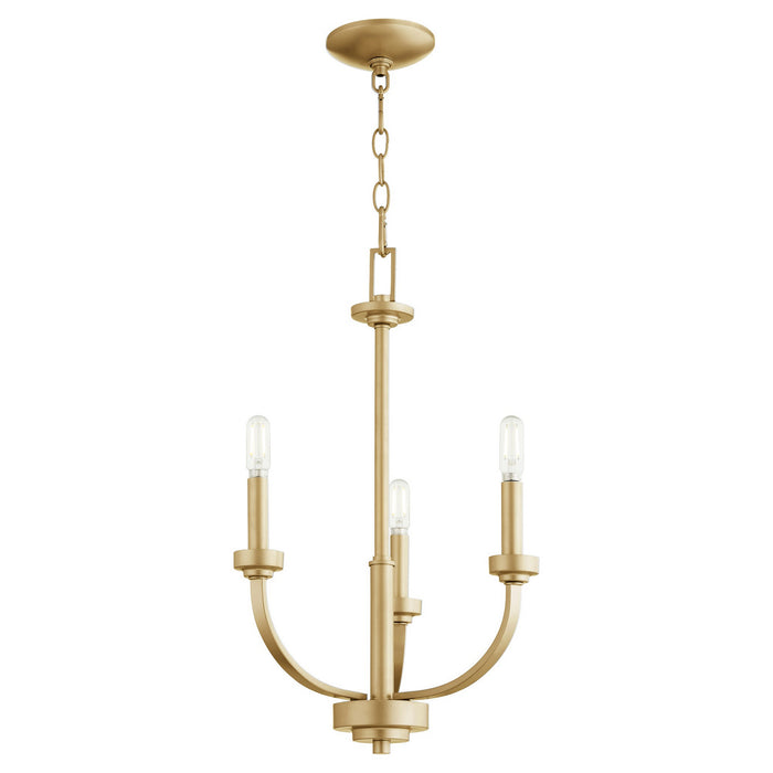 Quorum 6160-3-80 Three Light Chandelier, Aged Brass