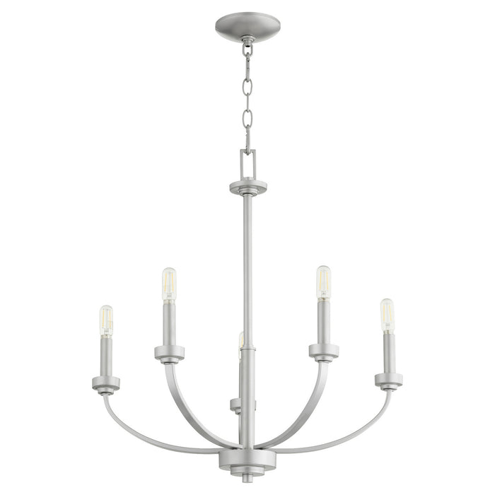 Quorum 6160-5-64 Five Light Chandelier, Classic Nickel