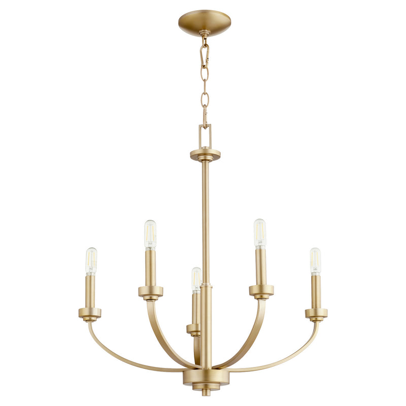 Quorum 6160-5-80 Five Light Chandelier, Aged Brass