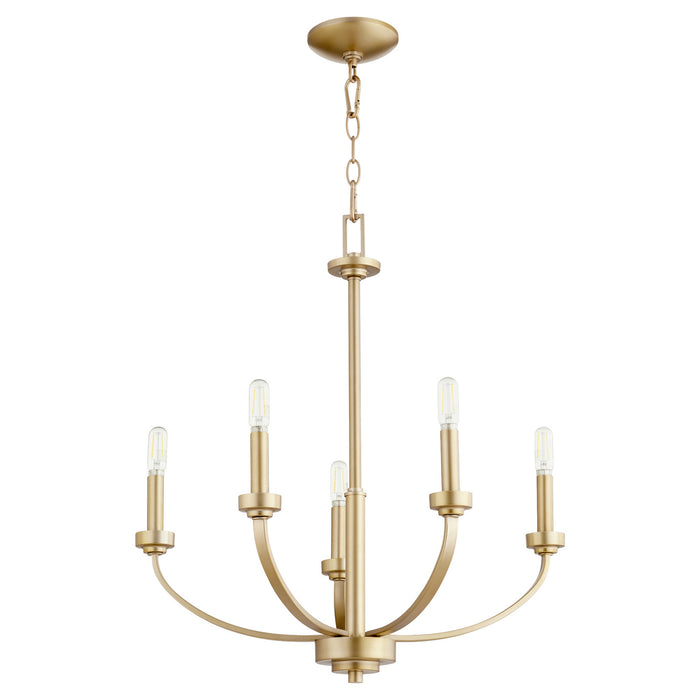 Quorum 6160-5-80 Five Light Chandelier, Aged Brass