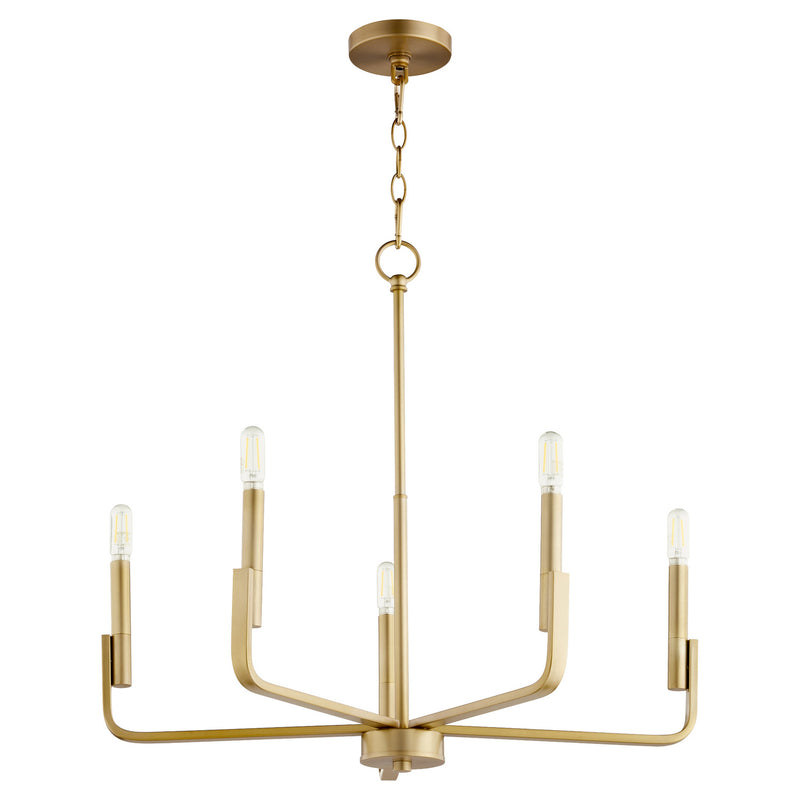Quorum 6210-5-80 Six Light Chandelier, Aged Brass