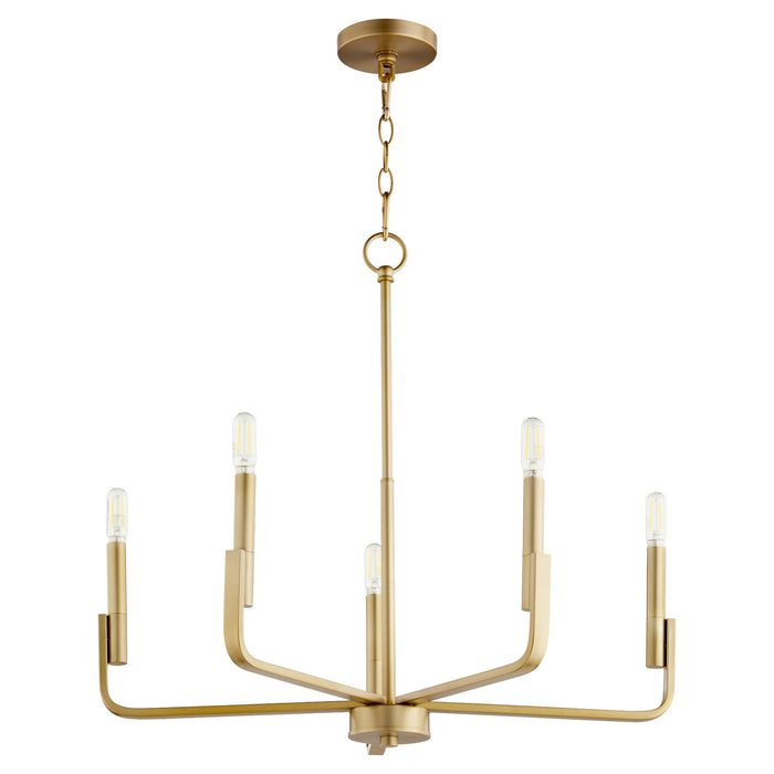 Quorum 6210-5-80 Six Light Chandelier, Aged Brass