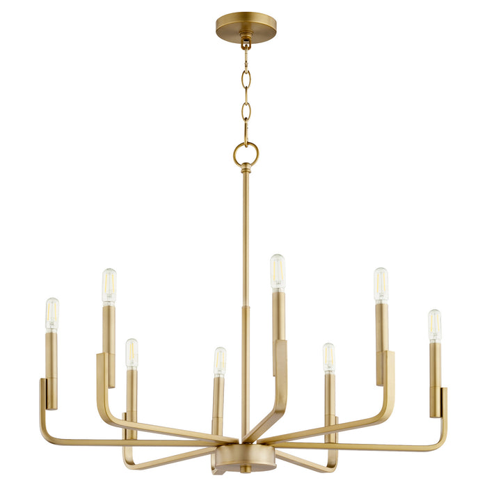 Quorum 6210-8-80 Eight Light Chandelier, Aged Brass