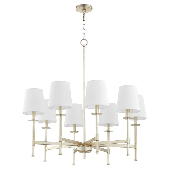 Quorum 624-8-60 Eight Light Chandelier, Aged Silver Leaf