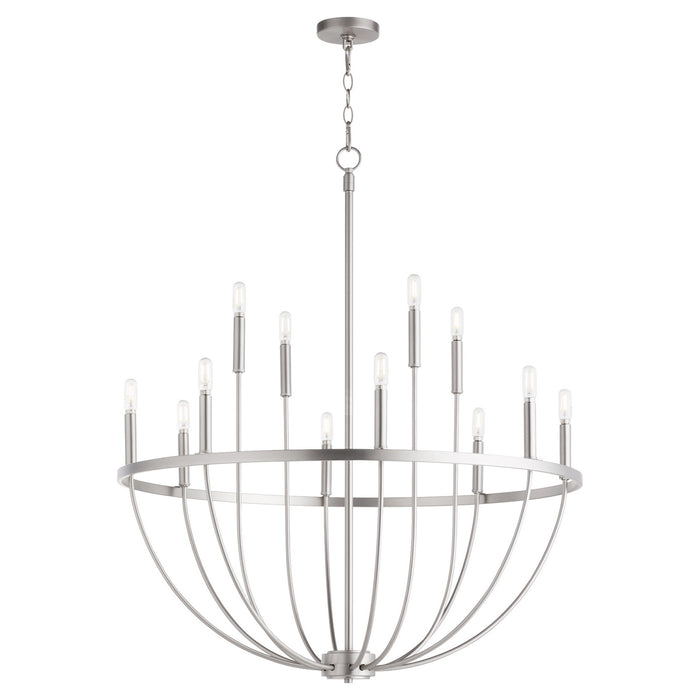 Quorum 6374-12-65 12 Light Chandelier, Satin Nickel