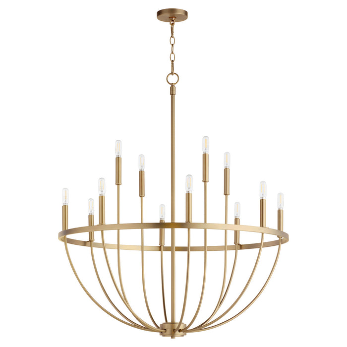 Quorum 6374-12-80 12 Light Chandelier, Aged Brass